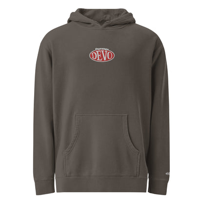 Devo Logo Embroidered Unisex Deluxe pigment-dyed hoodie